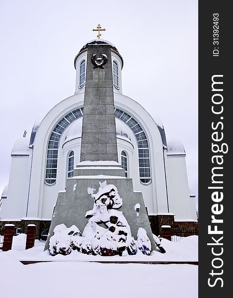 Multistorey apartment building and the Christian church, Minsk, Belarus