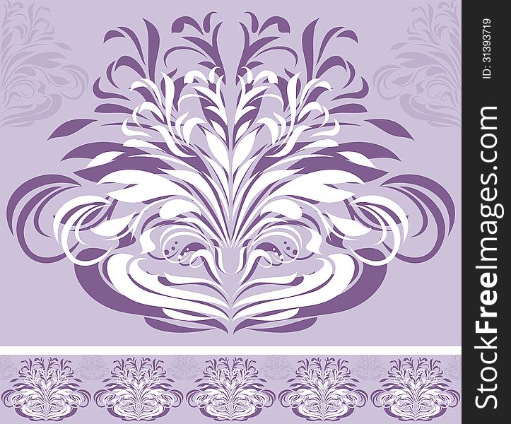 Ornamental violet border for design. Illustration