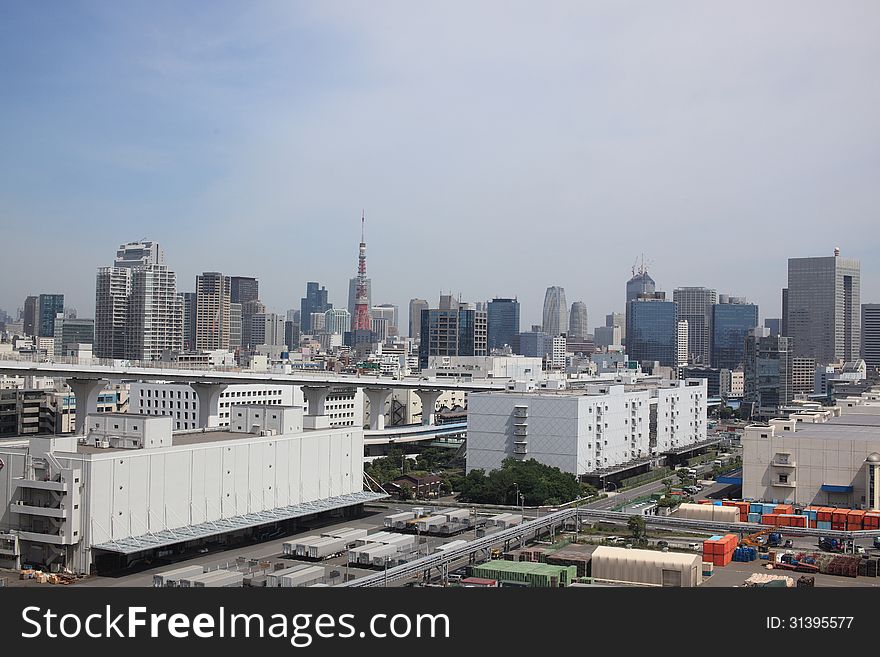 Photographed cityscape of Tokyo from Rainbow-bridge