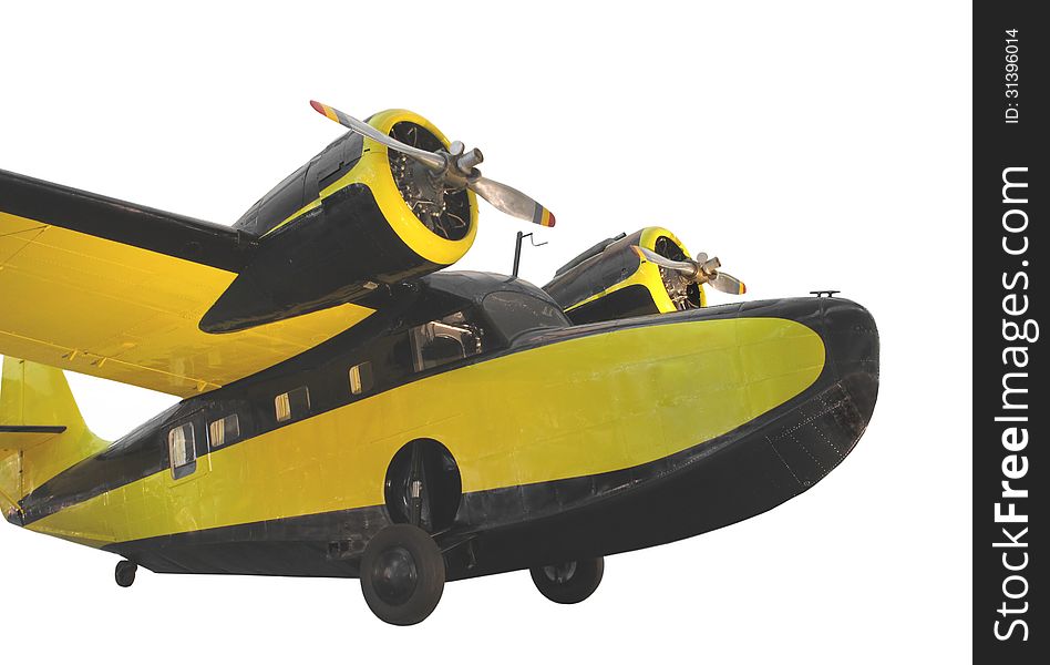 Vintage amphibious aircraft isolated