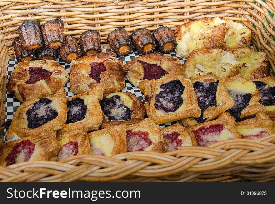 Fresh-baked Pastries In A Basket