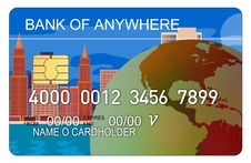 Credit Card With Buildings Map Stock Photography Credit Card With Buildings Map Stock Photography