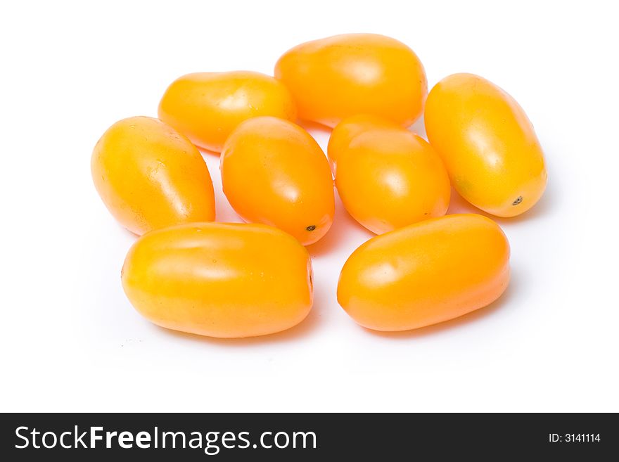 Image series of fresh vegetables on white background - yellow tomatoes