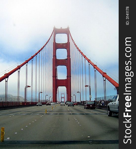View on top of the Golden Gate Bridge, San Francisco, California