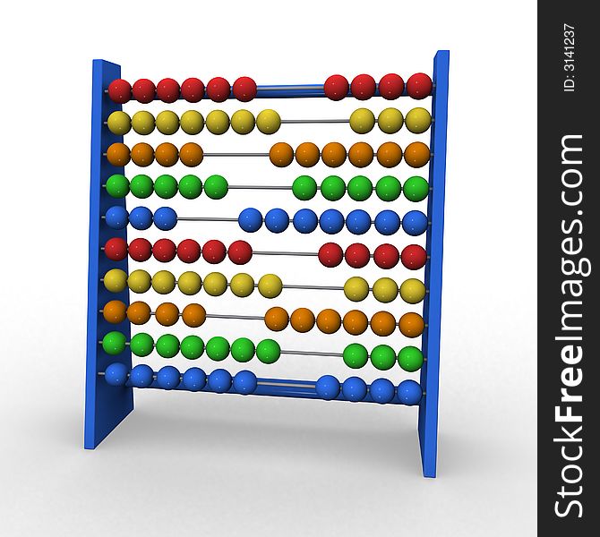 3d rendering illustration of an abacus. A clipping path is included for easy editing.