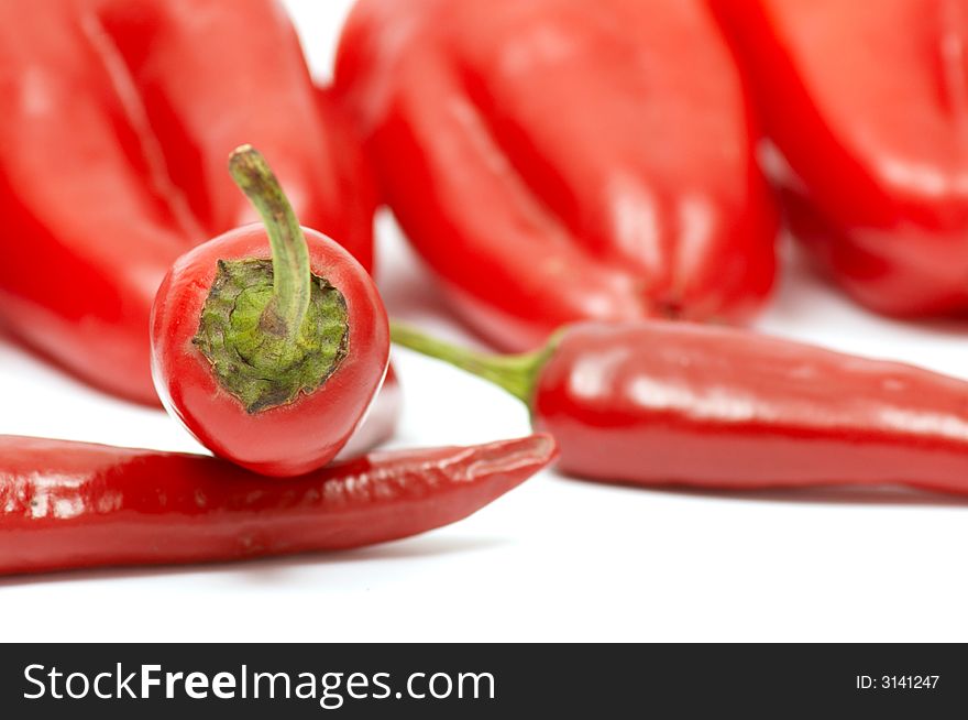 A image of sweet and hot red peppers. A image of sweet and hot red peppers