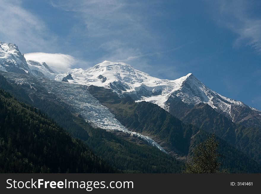 Alps highes peak, the Mont Blanc, in summer