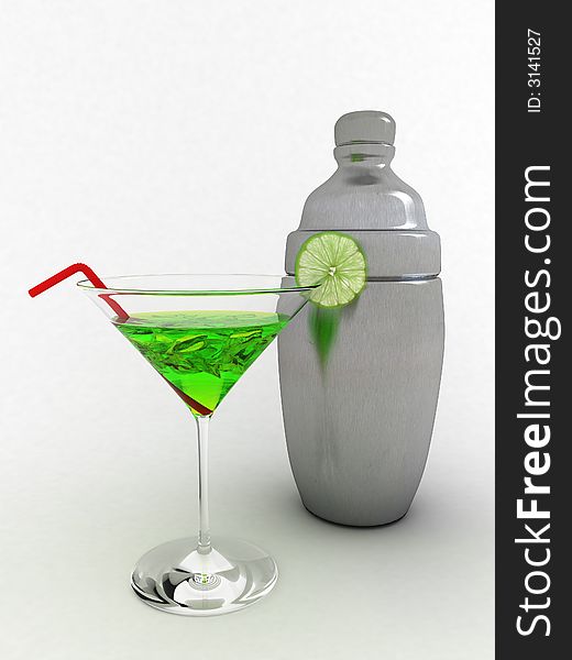 3d rendering illustration of a cocktail