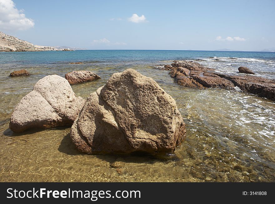 A beautiful stony beach some where in south europe