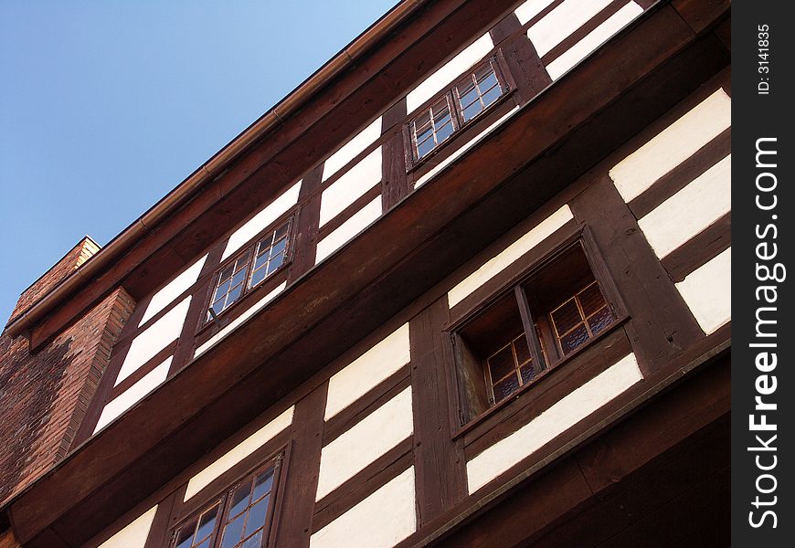 Historical tenement with wooden connections