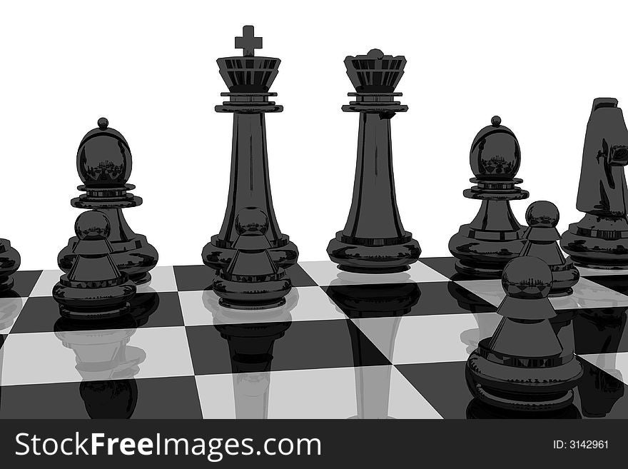 3d chess with black figures. 3d chess with black figures