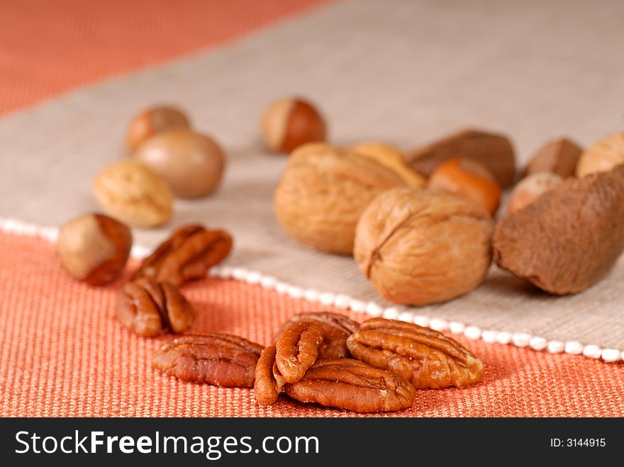 A variety of mixed nuts on a table