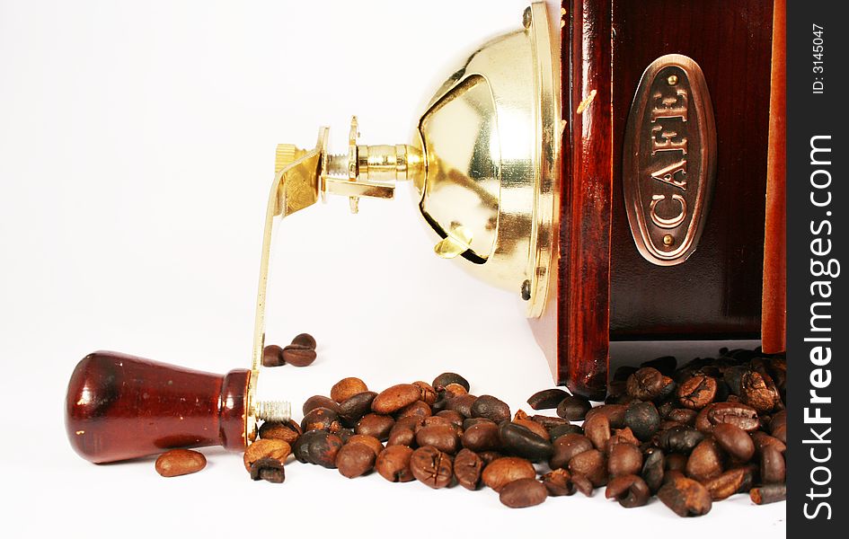 Coffee mill grinder handle harvesting java kitchen market metal