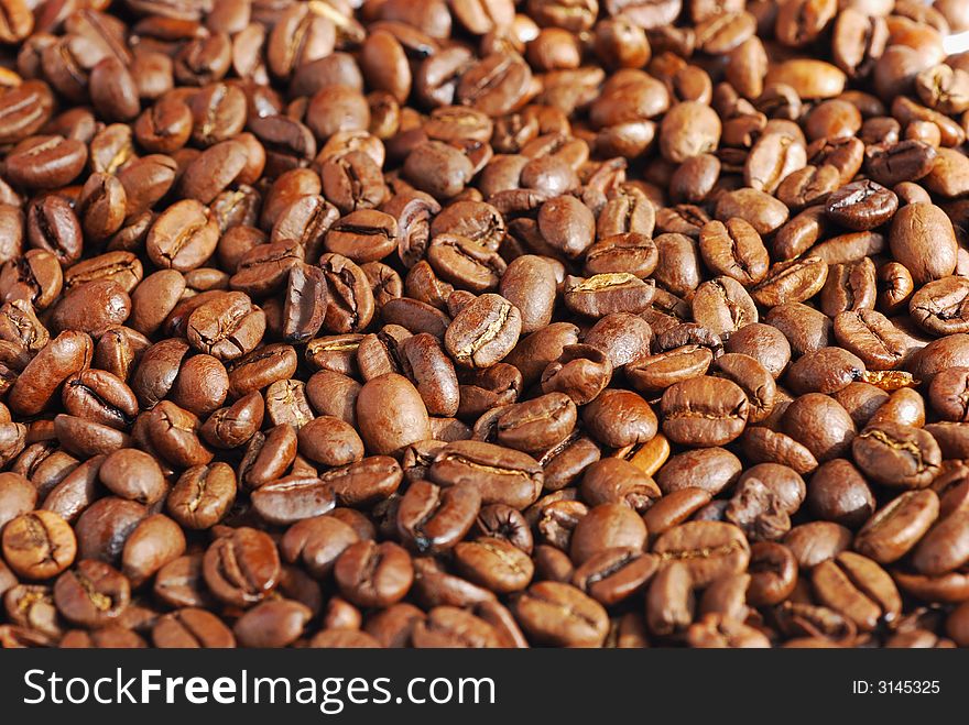 Closeup of delicious coffee grains