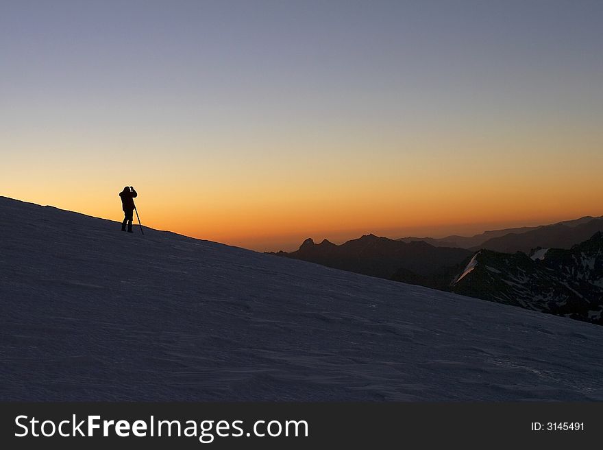 Sunrise in  the Caucasus Mountains near Elbrus. Russia. Sunrise in  the Caucasus Mountains near Elbrus. Russia