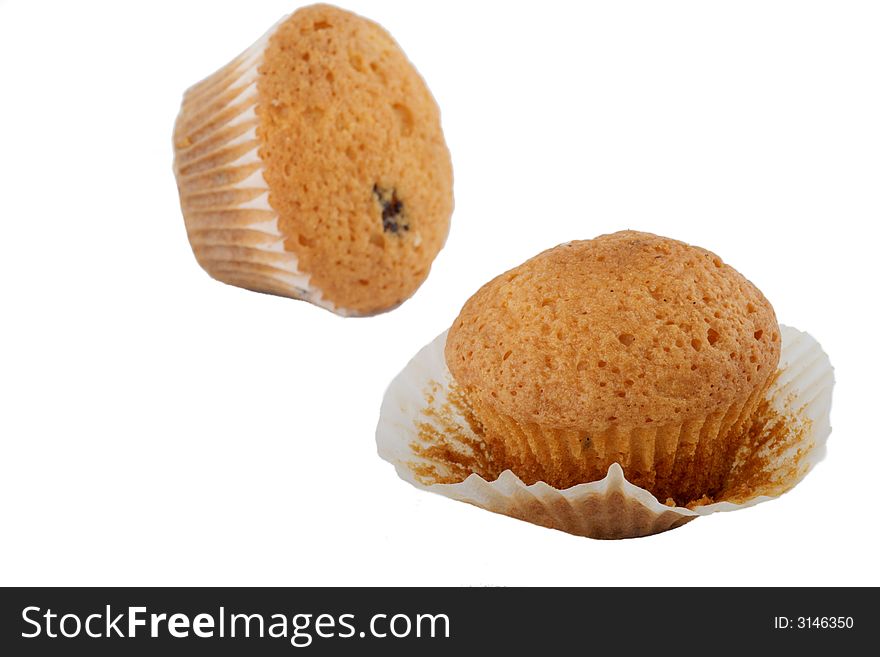 Pair of muffins isolated on white. Pair of muffins isolated on white