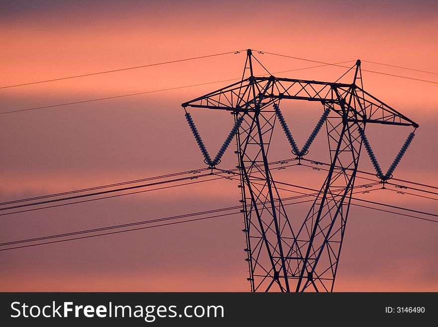 Power elettric in the sunset, sicilian landscape