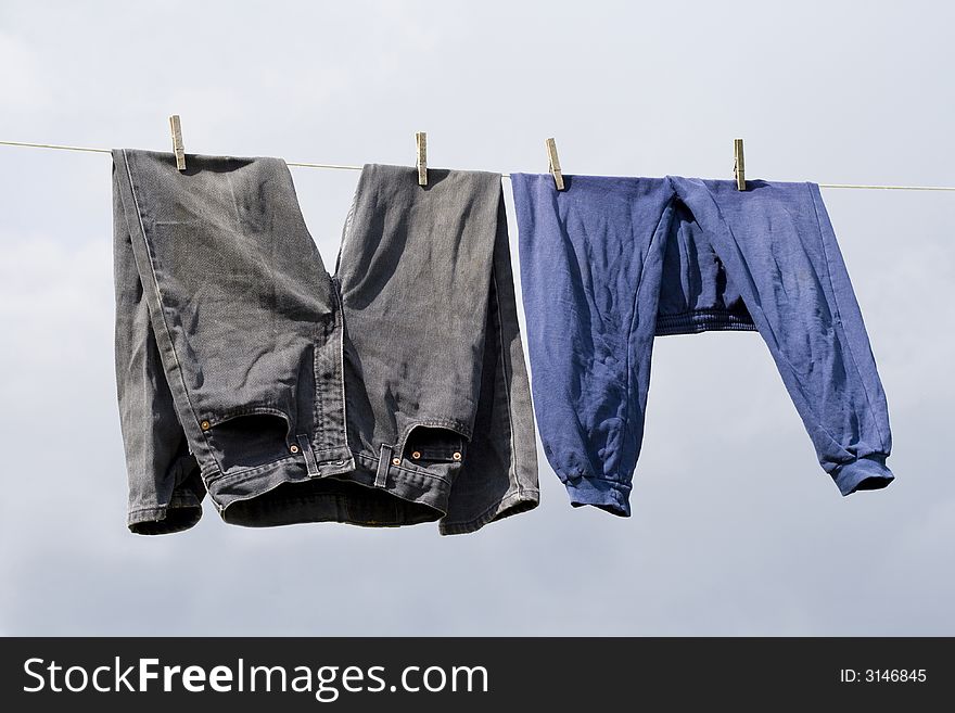 Clothes hangs on the clothesline