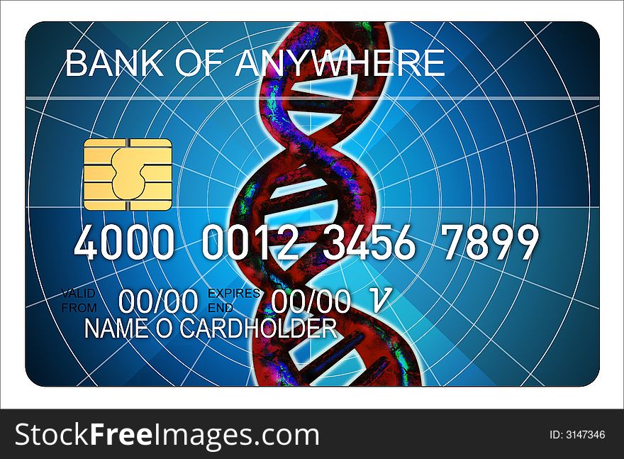 Vector illustration of a Credit card with dna strand