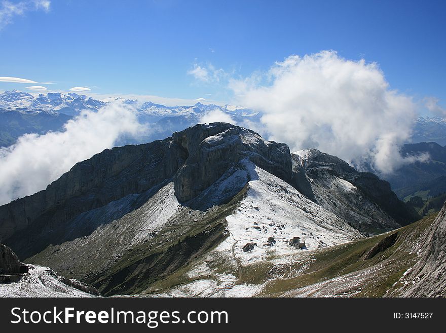 The View from Mount Pilatus in the Swiss Alps. The View from Mount Pilatus in the Swiss Alps.