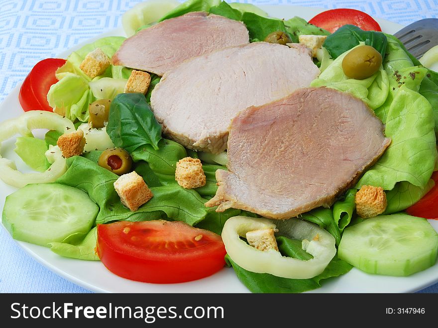 Tomato-lettuce Salad With Pork