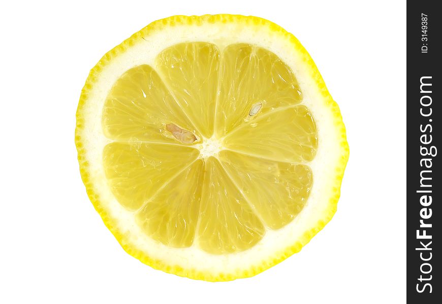 Closeup of half a lemon, isolated on white. Closeup of half a lemon, isolated on white