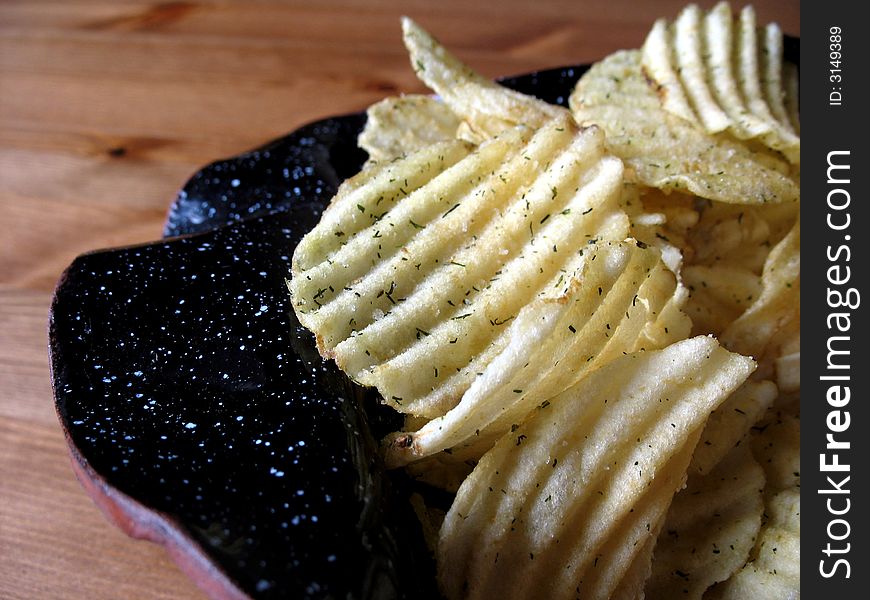 Flavored potato chips waiting for a bite