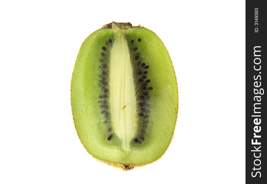 A sliced kiwi fruit, isolated on white. A sliced kiwi fruit, isolated on white