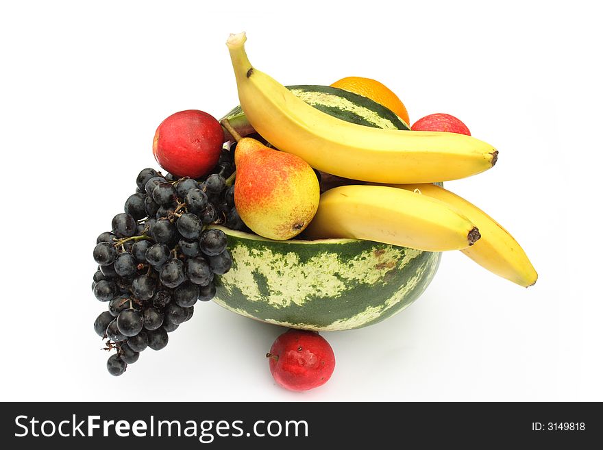 On a photo basket with fruit. On a photo basket with fruit