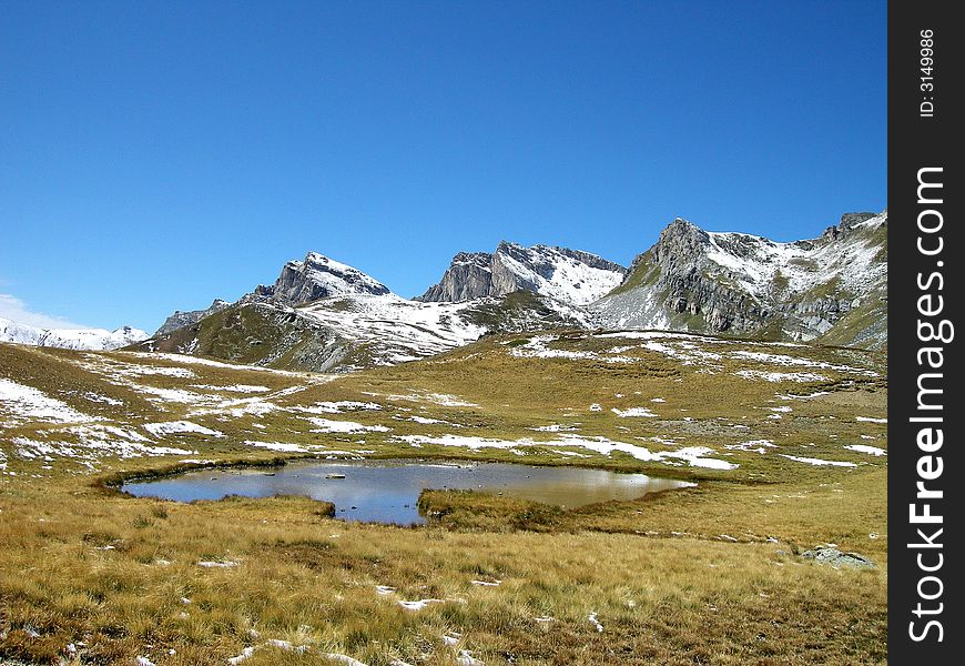 Little mountain lake in mountain of korab, in west Macedonia.