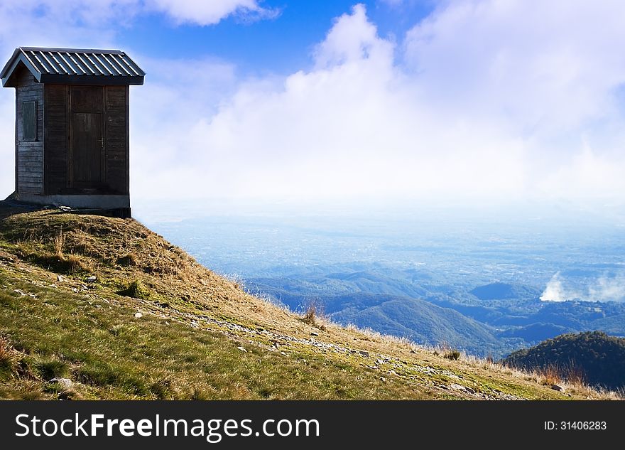 Veiw from the top of mountain with booth aside