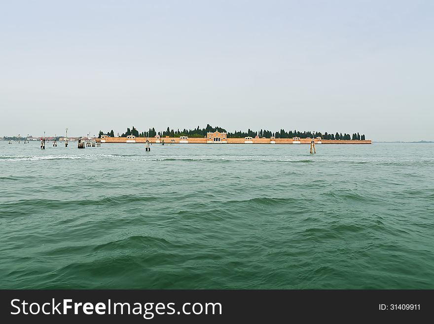 The cemetery island of San Michele. The cemetery island of San Michele