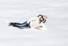 Young Woman Enjoying Winter Stock Photo