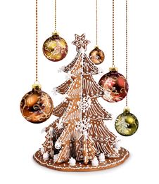 Gingerbread Tree And Xmas Glass Balls Royalty Free Stock Photo Gingerbread Tree And Xmas Glass Balls Royalty Free Stock Photo