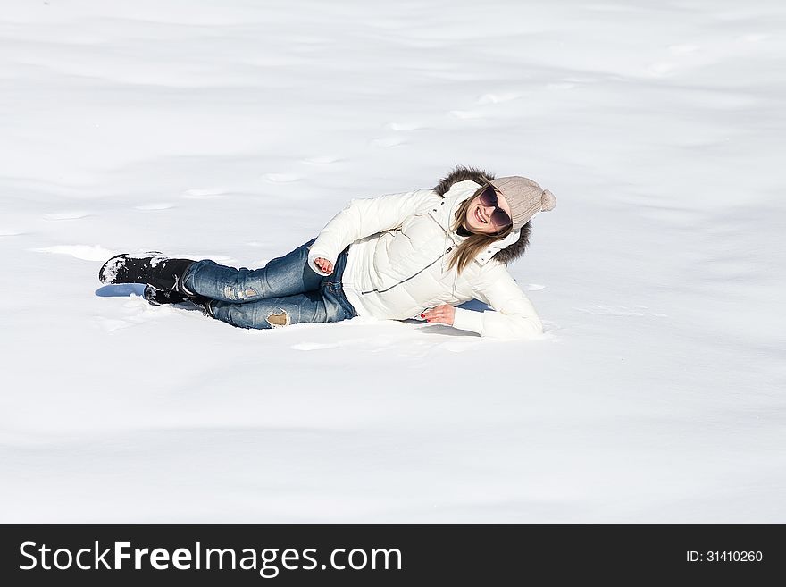 Young woman enjoying winter