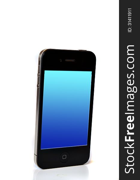 Black mobile phone on a white background