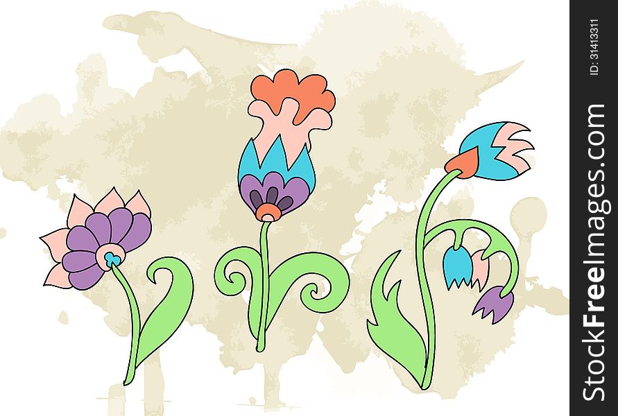 Doodle Flower Grunge  Background