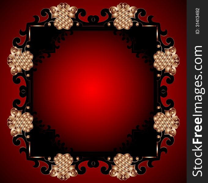 Red Vintage Frame Design For Greeting Card. Eps10.