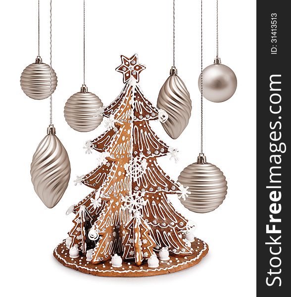 Gingerbread tree and Xmas silver decoration