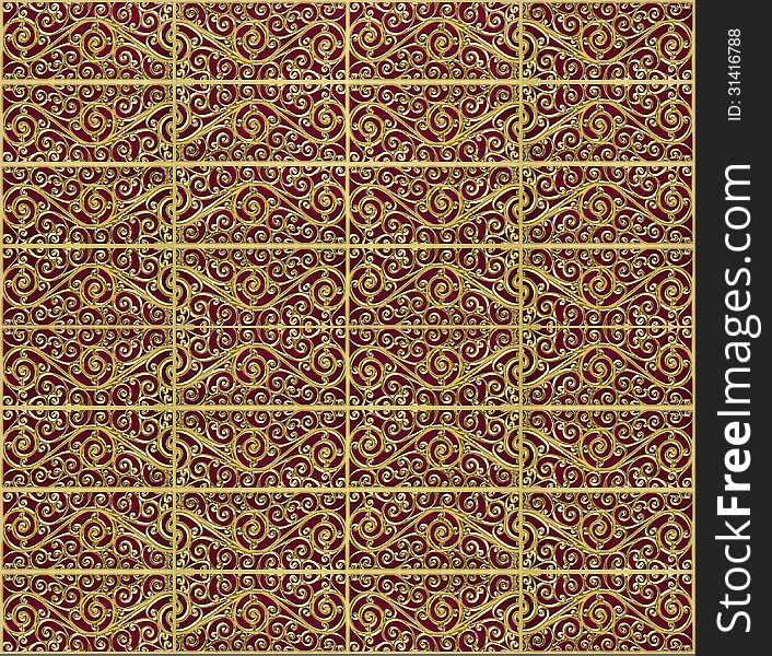 Decorative pattern in gold and red colors. Decorative pattern in gold and red colors.