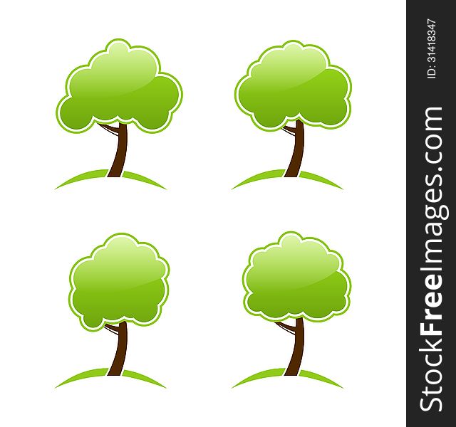 Abstract Green Various Icons Trees