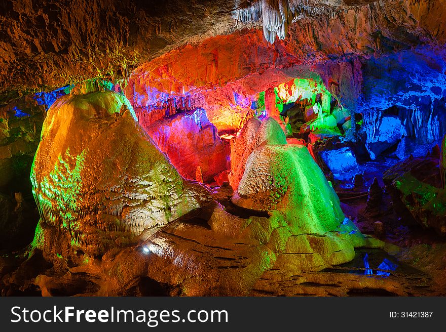 The image taken in china's yunnan province kunming city,jiuxiang scenery spot.There were various light irradiation. The image taken in china's yunnan province kunming city,jiuxiang scenery spot.There were various light irradiation.