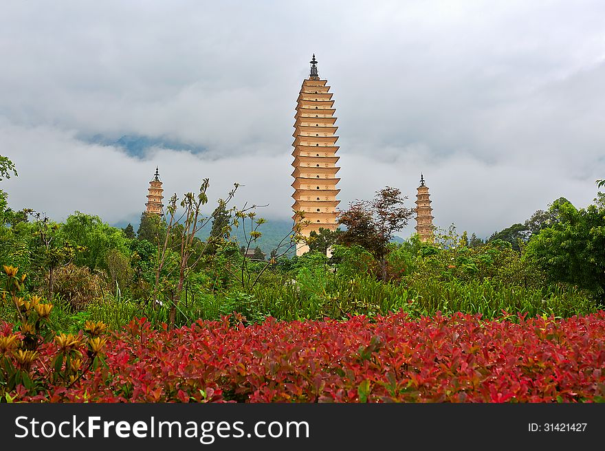 The Three Towers At The Foot Of The Cang Mountain