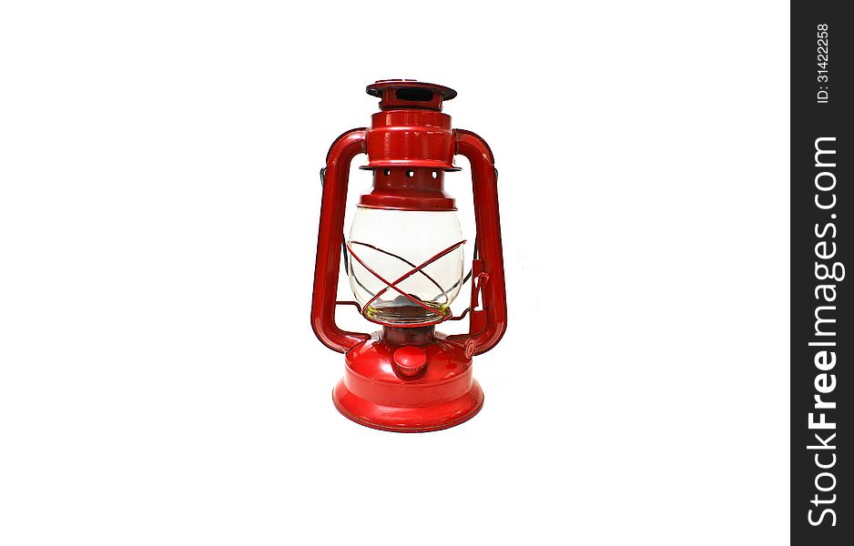 Bright red lantern isolated on white background