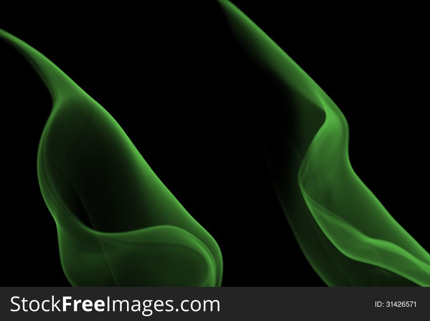 Abstract Green Cigarette Smoke Shape On Black