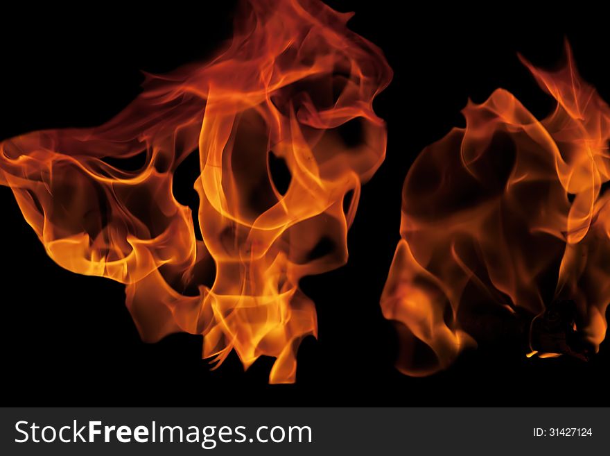Abstract Shape Of Fire Flames On Black III