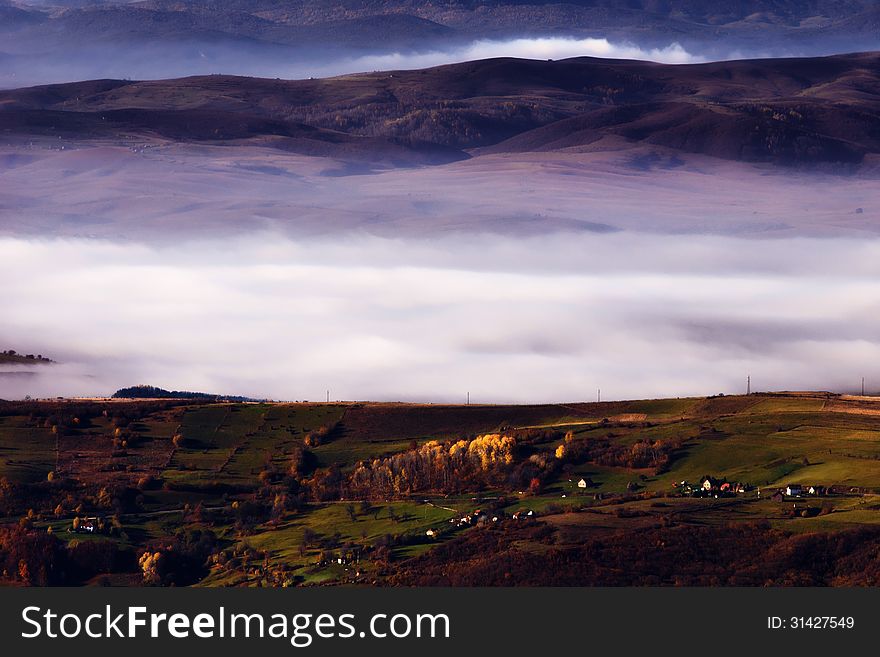 Scenery - morning mist on the mountain village