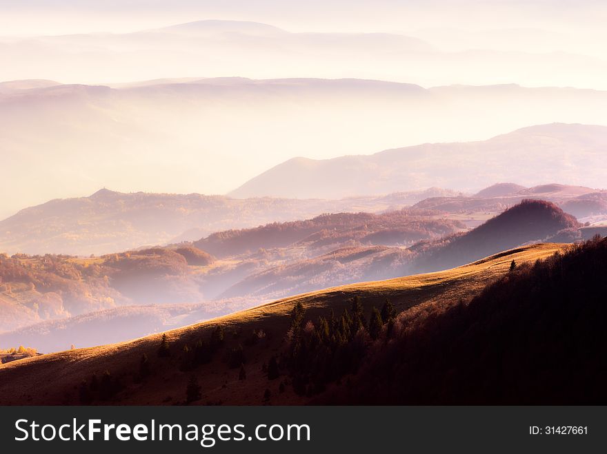 Autumn viewpoint at beautiful sunrise. Autumn viewpoint at beautiful sunrise.