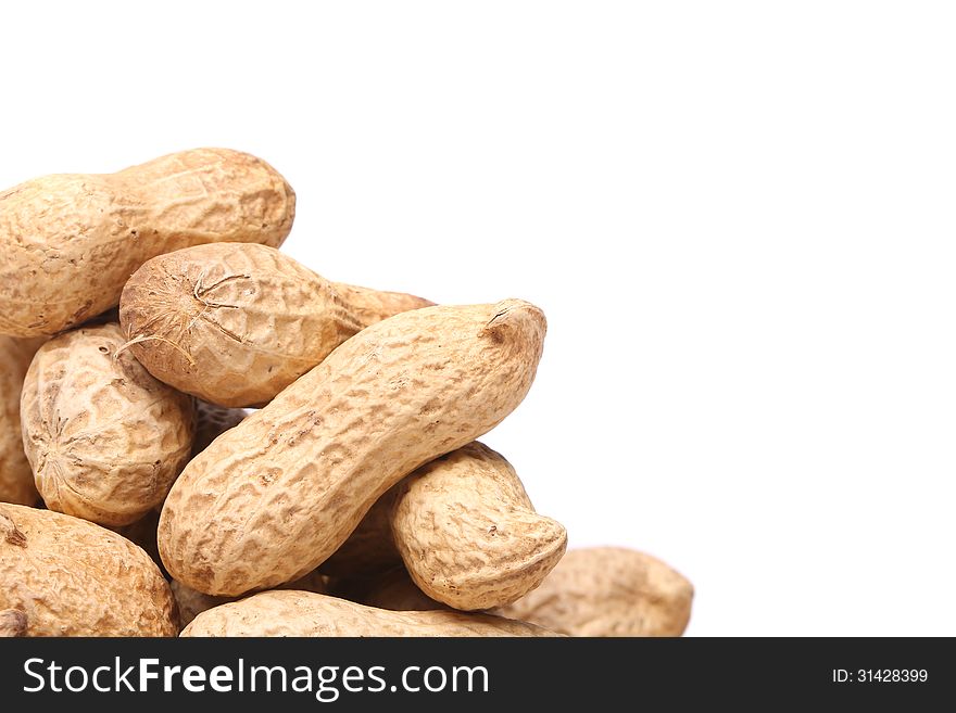 White Background And Peanuts Left