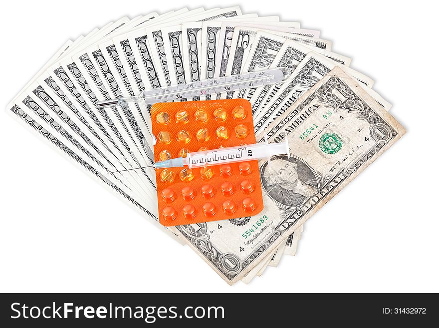 Private money for treatment, isolated background